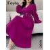 فستان نسائي سادة بياقة